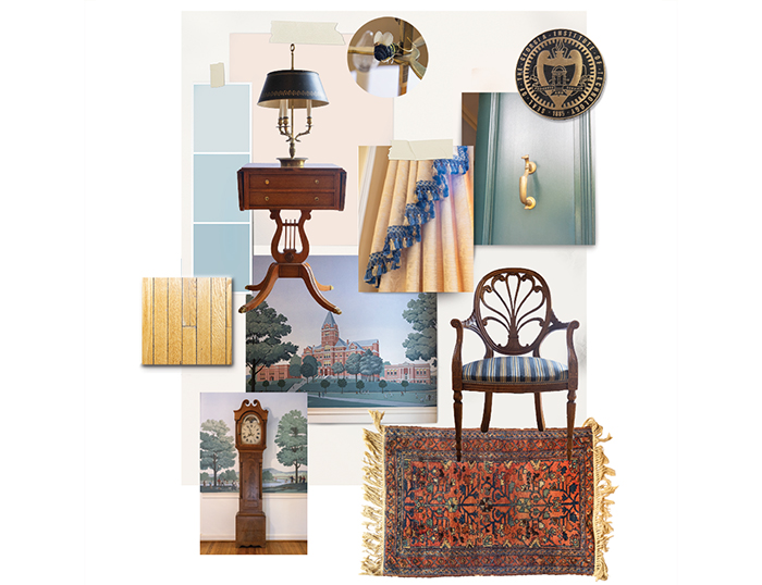Images of items from the President's House, such as lamps and chairs